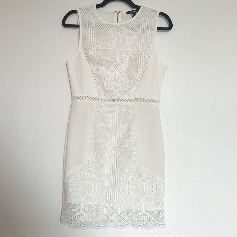 White lace embroidered cocktail dress sz M
